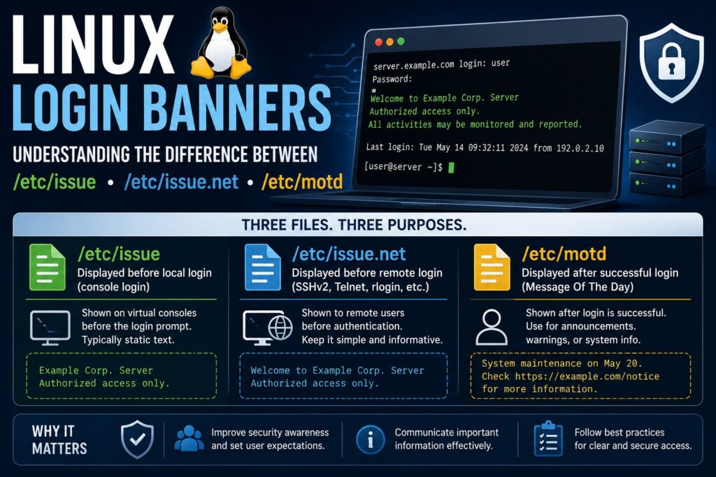 Linuxのログインバナーとは? issue,issue.net,motd