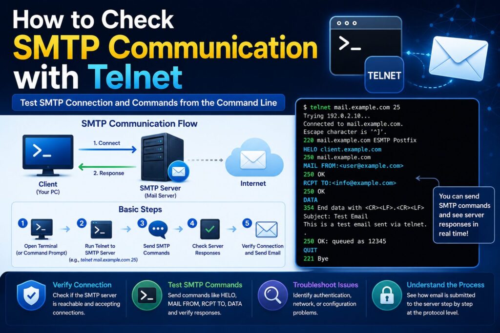 SMTP通信をtelnetで確認する